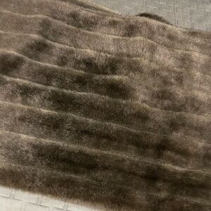 Faux mink Blanket/ throw and pillow covers chocolate brown. Restoration hardware